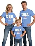 Qskall Family Matching USA Shirts Boys Girls American Flag T-Shirt Womens Mens 4th of July
