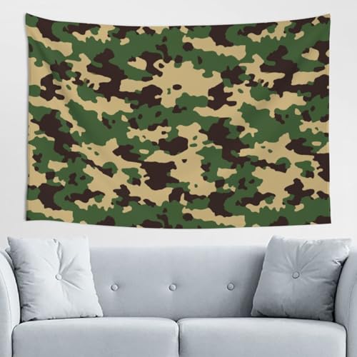 Tenture camo pattern green black tapisserie murale deco dortoir maison