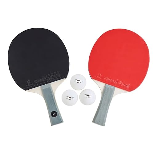 Crane Premium Tischtennis-Set bestehend aus 2 ITTF geprüfte Nano Belag Schläger N80, 3 Tischtennis Bällen, Gute Ballkontolle mit hohem Spin und Speed Werte (Grauer Griff)