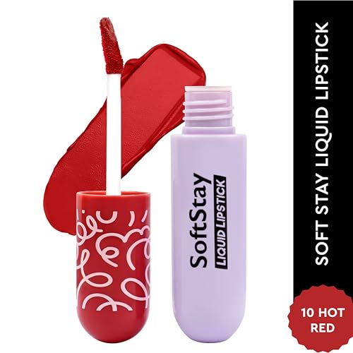 Image of Soft Stay Transferproof Liquid Lipstick| Hydrating, Highly Pigmented and Light Weight (Hot Red, 10)