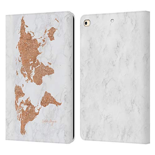 Protection iPad 9.7 étui portefeuille cuir motif carte du monde rose gold