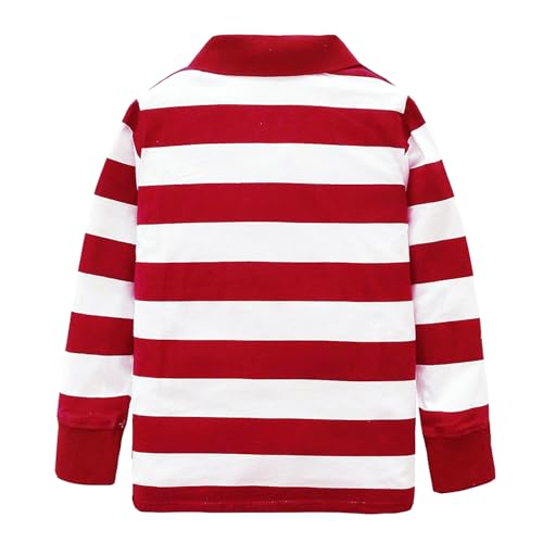 Image of Boys Rainbow Striped Shirt Cotton Long Sleeve T-Shirts
