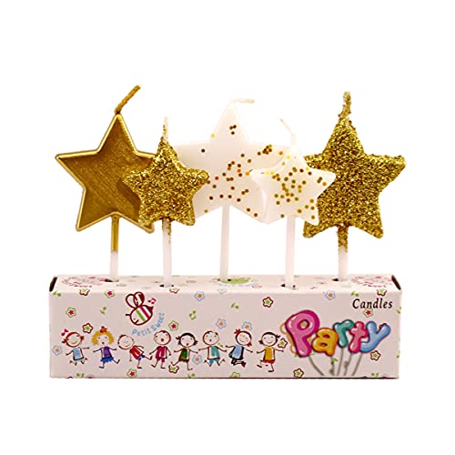 5 Piezas estrella dorada Velas de pastel, velas de cumpleaños, Se utiliza para cumpleaños, bodas, fiestas