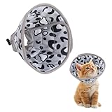 Dcsfadq Halskrause Katze Weich für Wundschutz Leckverhütung, Verstellbarer Katzenkragen Schutzkragen, Halskrausen nach Operationen für Katzen, Kleine Hunde (Grau, S)