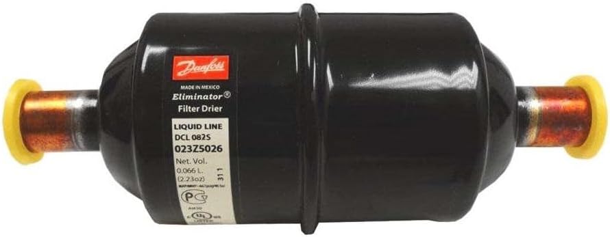 Danfoss 023Z5022 1/4in Liquid Line Refrigerant AC Filter Drier hvac refrigeration ODF 1.5-2.4tons Unidirectional 5-1/4in Long 2-1/4in Wide DCL 082S