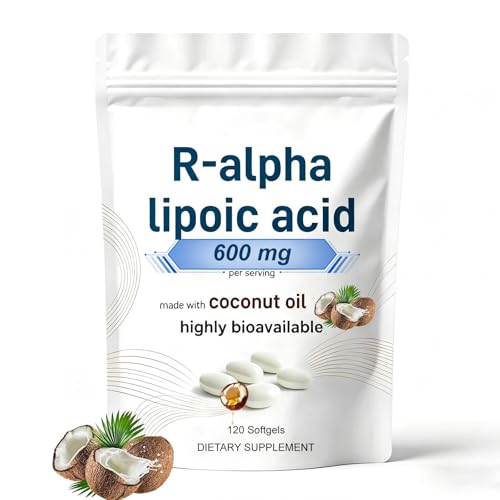QVG R-Alpha Lipoic Acid with Coconut Oil - Non-GMO Gluten-Free Soy-Free - 120 Softgels