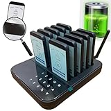 MINEYCHCEY Pager Rufsystem, 500m Restaurant Pager, 10 Pagers, 200 Mah Akku 24h, Mit Stummschalttaste, Außer Reichweite Alarm, Pager Pieper Für Food Court, Hotel, Bar 10