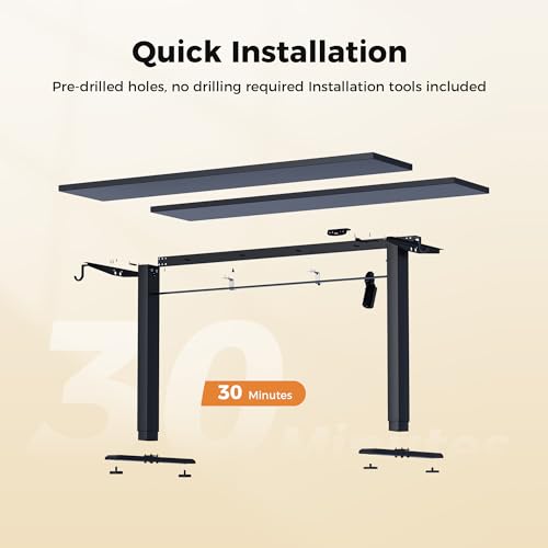 Image of Agilestic Electric Standing Desk, 48 x 24 Inches Height Adjustable Desk, Sit Stand up Desk for Work Office Home, Splice Board, Black