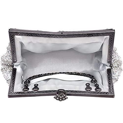 Aijun Women's Vintage Beaded Evening Bag Sequin Clutch Purses For Women Wedding Clutches Prom Cocktail Party Handbags(Silver) #TOP2