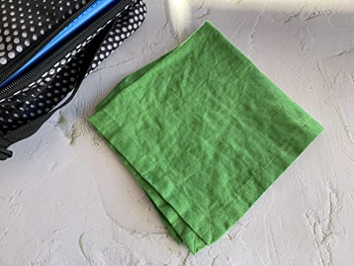 Eight Owls Linen Napkins – Lunchbox Size 12 Inch X 12 Inch – Set Of 5 – 100% Pure French Flax – Mitered Corners - Stonewashed, Soft Washable Cloth – Brights, Green #TOP5