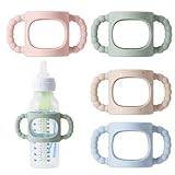 Andy Bear 4 Pack Silicone Baby Bottle Handles Compatible with Dr. Brown’s 8 oz/250 ml Narrow Bottles, Removable Easy Grip Handles for Bottle to Sippy Cup Transition, BPA Free Minimal Star