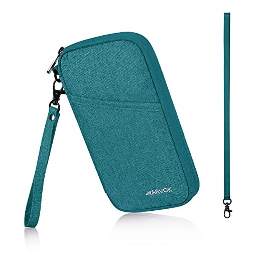 Arvok Portadocumentos para Viajes, Cartera de Viaje Cartera Pasaporte Parta Pasaporte Familiar con RFID Organizador de Documentos 5 Pasaportes, Tarjeta de Crédito, Carnet de Identidad, Llaves
