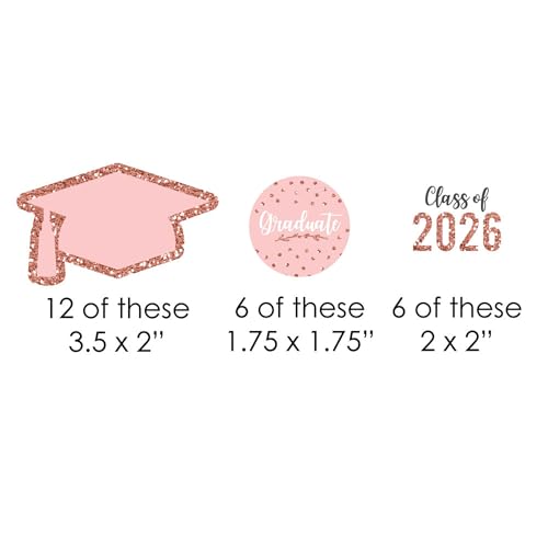 Big Dot of Happiness Rose Gold Grad - Set de 24 Pitillos Decorativos miniatura 2