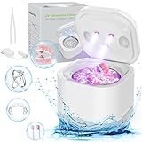 45kHz Ultrasonic Retainer Cleaner, 200ML Compact Denture Cleaner with 4 Cleaning Modes & Digital Timer For Aligners, Night Guards, Braces,...