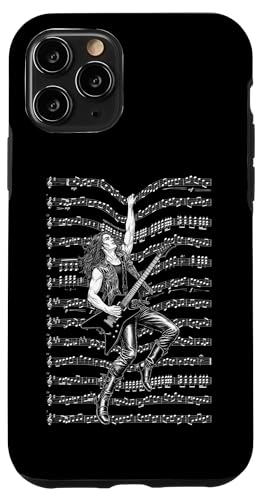 ギタリスト おもしろい エレキギター プレーヤー ぶら下がっている ミュージシャン スマホケース iPhone 11 Pro 用