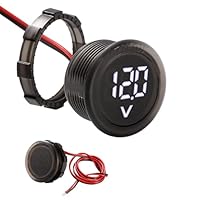 VooGenzek DC 5-100V DC Digital Voltmeter Wasserdicht, 2 Drähte Spannungsmesser 3-Digit LED Anzeige, mit Anti Konnection Schutz, für Autos Fahrzeuge Motorräder Boote, Weiß
