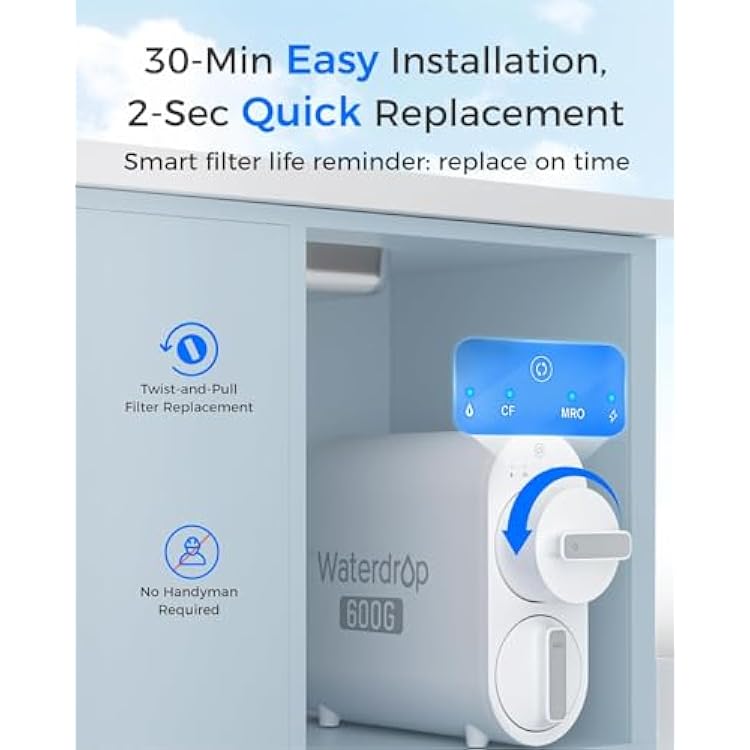 Waterdrop WD-G2CF with WD-G2P6MRO Filter, Replacement for WD-G2-W, WD-G2P600-W Reverse Osmosis System, Bundle