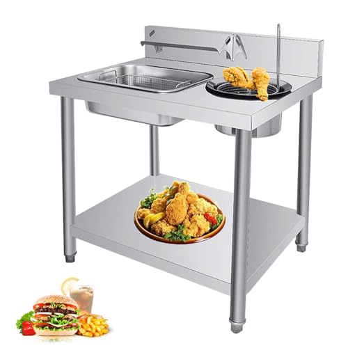 Image of Breading Table Fried Chicken Preparation, Stainless Steel Breading Table Fried Food Prep Breading Station, for Commercial Kitchen Restaurant Business