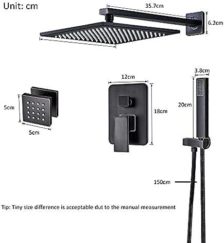 Robinet de douche à LED noire avec colonne de douche massante jet spa