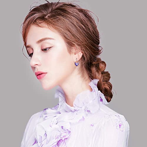 Toupop Rose Earrings For Women June Birth Flower Earrings 925 Sterling Silver Floral Dangle Drop Hooks Earrings With June Heart Birthstone Jewelry Birthday Birth Month Flower Gifts For Girls #TOP2