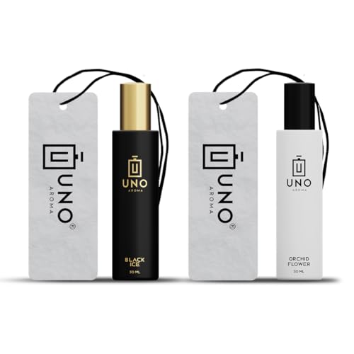Image of Black crystal and Orchid Car Perfume - Alcohol-Free, Long-Lasting Car Fragrance, Removes Odours, Toxin-Free & Easy to Use Hanging Card, No-Gas Car Perfume with 200+ Sprays, Last upto 90 days (30mlx2)