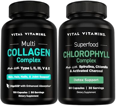 Vital Vitamins Multi Collagen Capsules + Chlorophyll Complex Capsules