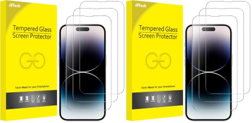Image of JETech Full Coverage Screen Protector for iPhone 14 Pro Max 6.7-Inch, 9H Tempered Glass Film Case-Friendly, HD Clear, 6-Pack