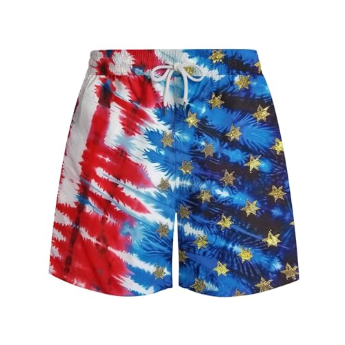 Mens Swim Trunks Quick Dry Board Shorts with Pockets Lace Up Bathing Suit Beach Shorts Patriotic Graphic Print 20253