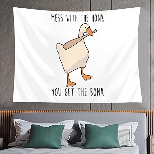 Demosayer Goose Game Funny Tapestry for College Dorm Peace Option Meme Tapestries Poster for Bedroom Wall Art Decor Banners 60