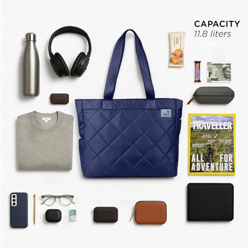 Image of COUNSELOR Tote Bag for Women, Premium Quilted, 11.8L Spacious Handbag with 16-inch Laptop Sleeve, Lightweight Durable Polyester Tote with Multiple Pockets, Travel & Everyday Use (AURA)