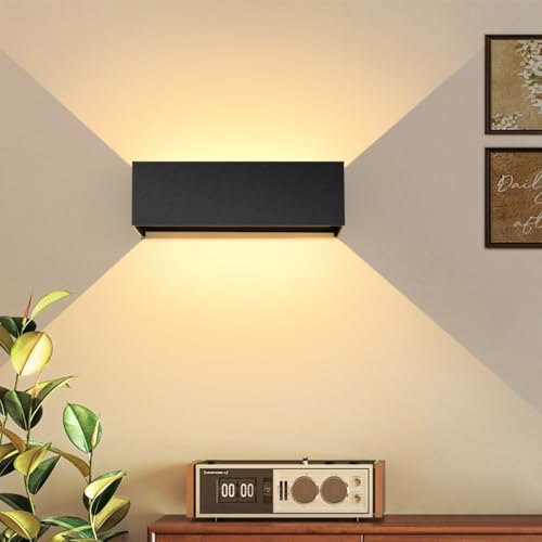 Kingwen Applique Murale Led Extérieure/Intérieure IP65 Imperméable,30W Appliques Murale Noir Angle de Faisceau Réglable 120°,pour Les Terrasse, Les Balcon, Les Jardin