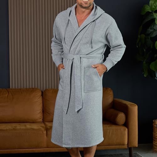 Image of Alexander Del Rossa Men's Long Sleeve Hooded Sweatshirt Robe, Mens Bathrobe