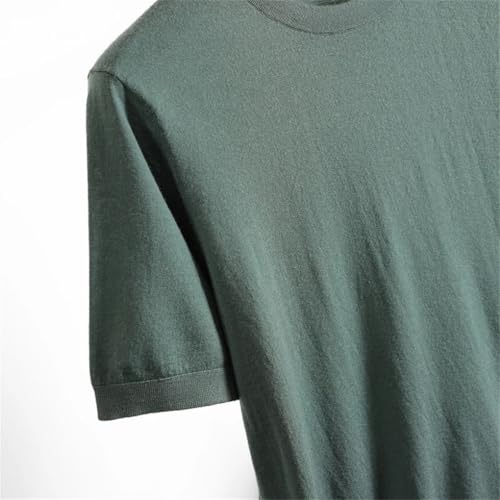 Men's Wool Short Sleeved Round Neck Knitted Pullover Sweater Top Casual Solid Color Loose Tees3