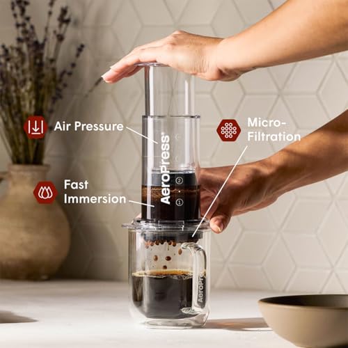 Image of AeroPress Clear Coffee Press - All-in-One French Press, Pour-Over & Espresso Style Manual Brewer, 2 Min Brew for Less Bitterness, More Flavor, Small Portable Coffee Maker, Travel & Camping (Pack of 2)