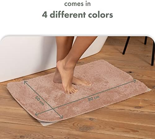Luxury Beige Bath Mat | Microfiber Non-Slip Bathroom Rug 50x80 cm | Super Soft, Water Absorbent, Dry Fast Design For Bath And Shower | Easy Clean Modern Fabric Bath Mats Ideal For Elderly & Children