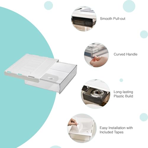 Image of oddpod Reed Under The Table Hidden Drawer /Acrylic Desk Organiser for Home & Office (White, Large)