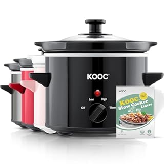 KOOC Small Slow Cooker, 2-Quart, Free Liners Included for Easy