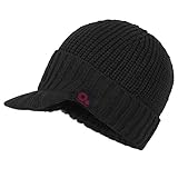 Janey&Rubbins Men‘s Stylish Knit Visor Brim Beanie Hats Fleece Lined Skull Ski Caps (Black)