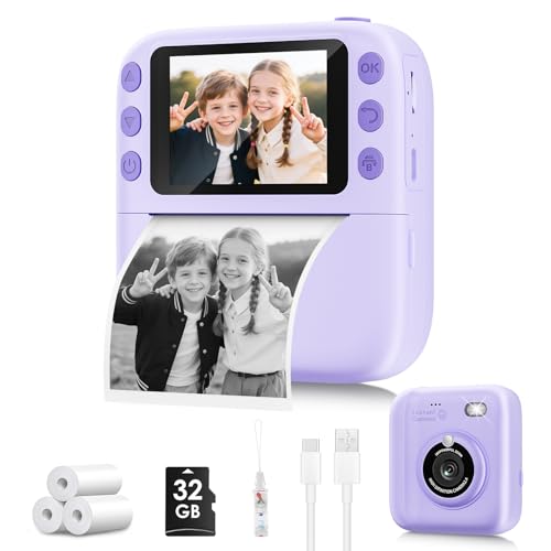 Instant Print Camera for Kids, Christmas Birthday Gifts for Girls Boys, 1080P Instant Digital Print...