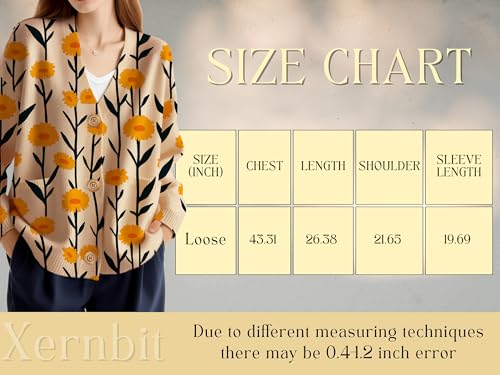 Floral Graphic Cardigan for Women Fall Fashion Sweater V Neck Long Sleeve Tops Button Down Knit Jacket with Pocket4