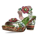 LAURA VITA Sandales Mode Femme NELLAO 36, Pointure:37 EU, La Couleur:Vert