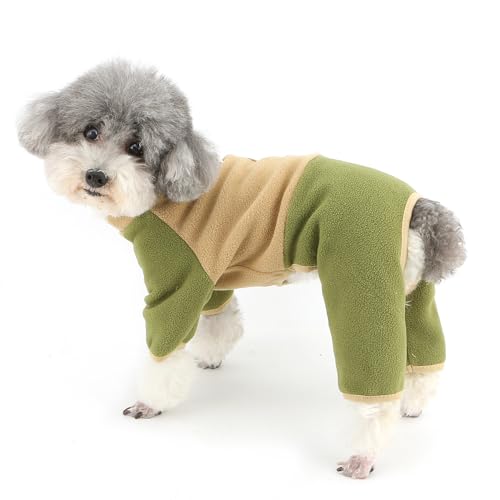 ZUNEA 犬服 秋冬 犬用 ロンパース 小型犬用 つなぎ Dリング付き おしゃれ かわいい フリース セーター パジャマ 暖かい 防寒 パッチワーク ジャンプスーツ 可愛い 部屋着 寝間着 柔らかい カバーオール ペット チワワ服 ドッグウェア 洋服 お