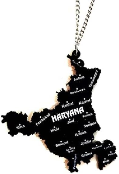 Car Hanging for Rear View Mirror, Gifting, Home & Office (Set of 1) Haryana Map