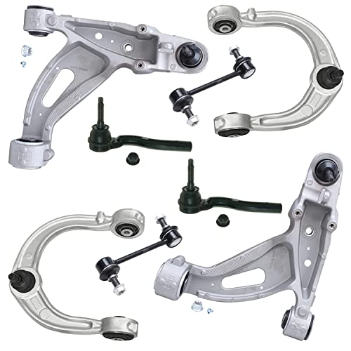 Image of Detroit Axle - RWD Front End Control Arms Kit for 03-07 Cadillac CTS, 4 Upper & Lower Control Arms w /Ball Joint 2 Sway Bars 2 Outer Tie Rods 2003 2004 2005 2006 2007 Replacement - 8pc Set