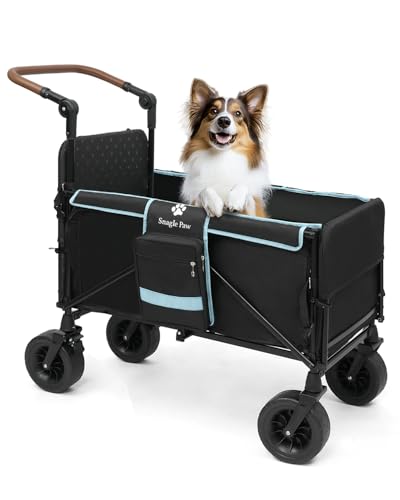 snagle paw AMZ Snagle Paw Extra Large Dog Stroller,Wagon Cart for Medium Large Dogs up to 120lbs | All Terrain Foldable Pet Stroller with Ramp & Tailgate (Extra Space), Adjustable Handle & One-Step Brake
