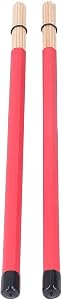 1 Pair Drum Stick Brushes,Bamboo Hot Rods Drumsticks For Small Venue And Acoustic Performances(Red) Performance Accessory