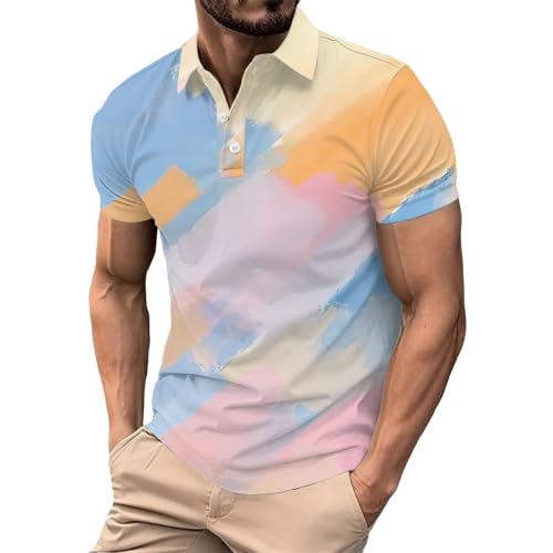 Polo de golf homme imprimé coloré à manches courtes et col respirant