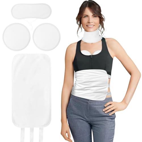 4 Pcs Castor Oil Pack Wrap Organic Cotton for Stomach, Neck, Breast, Belly, Liver Detox, Reusable Castor Oil Compress and Pack Kit with with Six Adjustable Straps