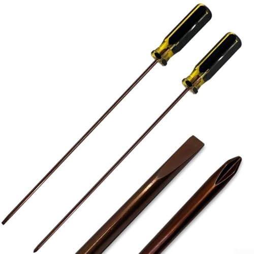Gdfnmogo Destornillador ranurado y cruzado extra largo de 12 pulgadas con punta magnética, mango de PVC, longitud de broca de 300 mm, para zonas de difícil acceso (2 piezas)