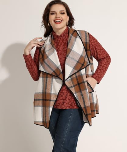 RITERA Vest For Women Plus Size Sweaters Oversized Plaid Cardigan Fall Outfits Checkered Jacket Casual Tops Shirts2